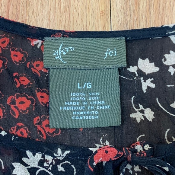 Anthropologie Fei Floral Silk Sheer 3/4 Sleeve Top - Picture 10 of 14